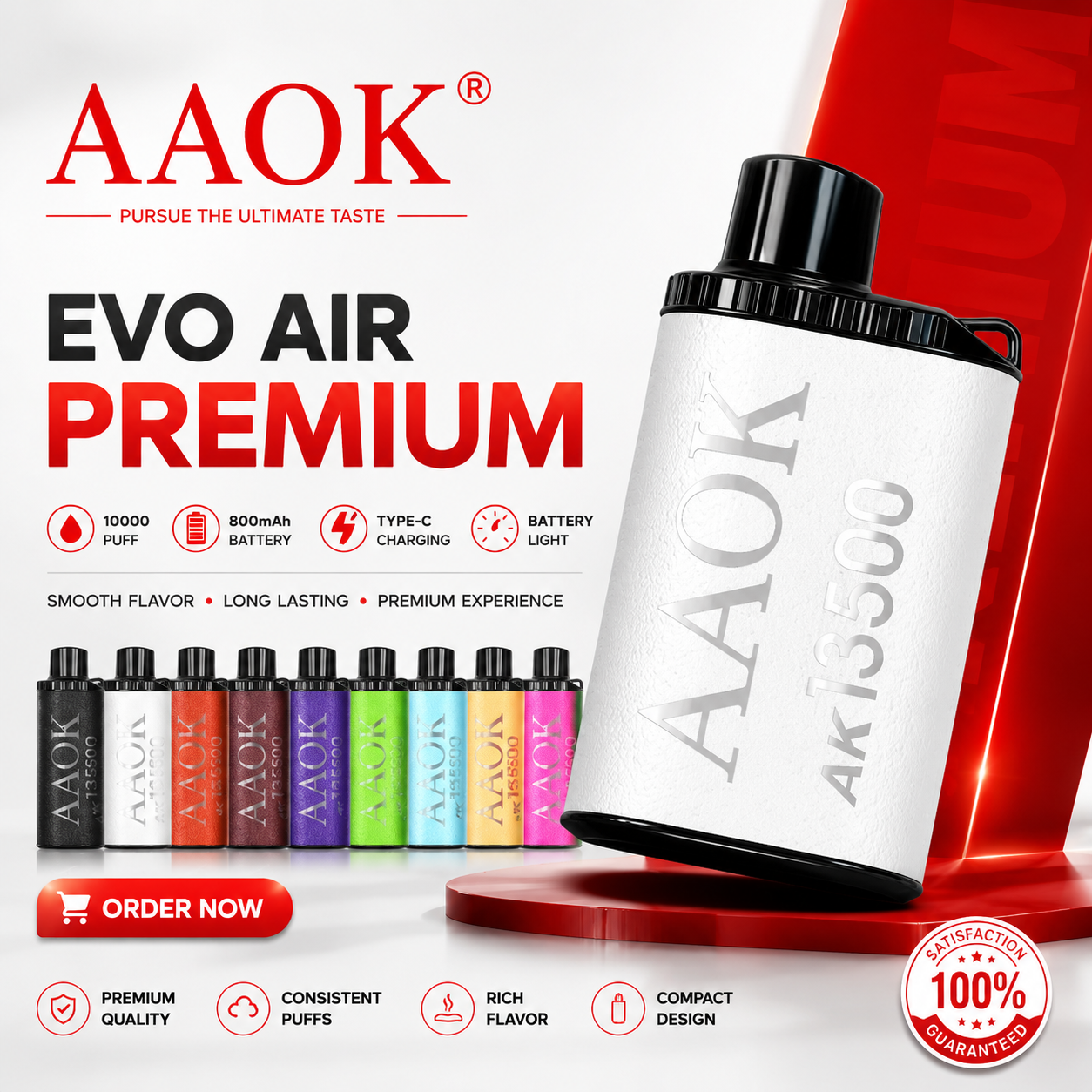 13500 full AAOK 13500 Evo Premium Puffs Freebase Disposable