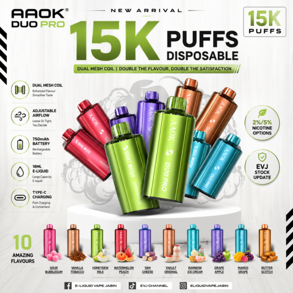 AAOK Duo Pro 15000 Puffs Disposable