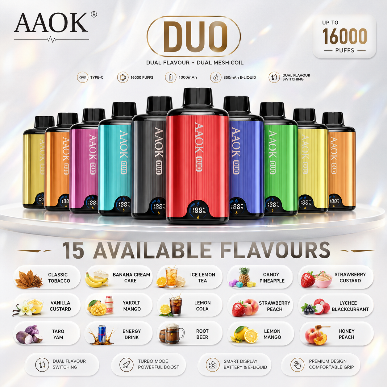 16K FULL AAOK Duo 16000 Puffs Disposable