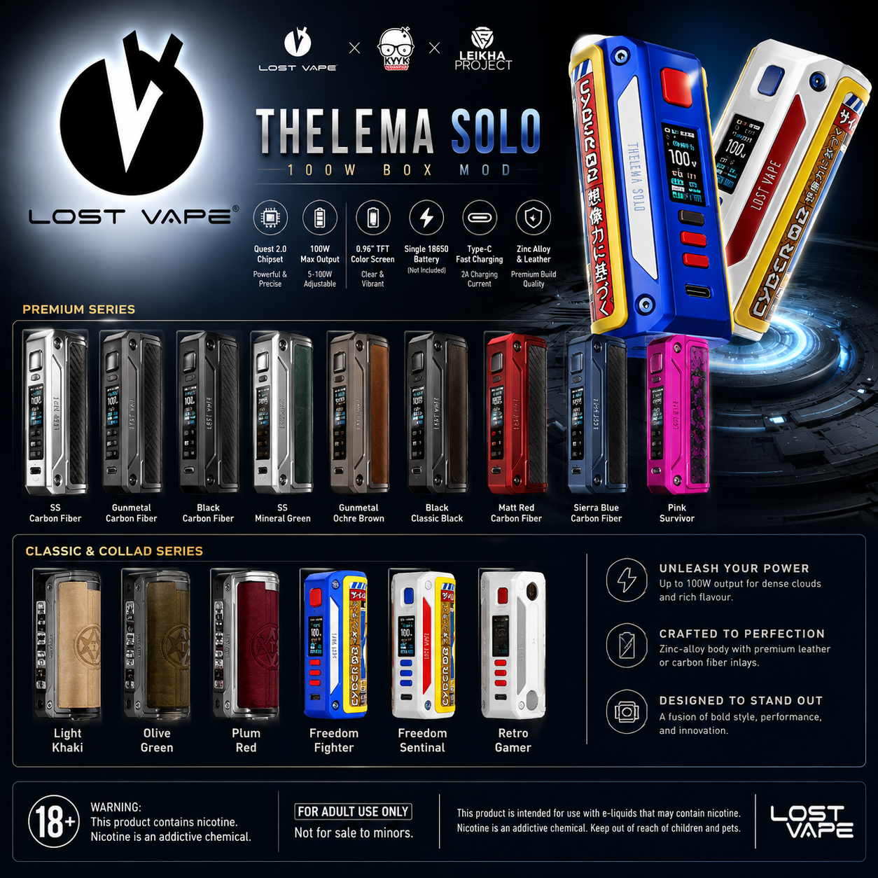 FULL 5 LOST VAPE Thelema Solo BOX MOD