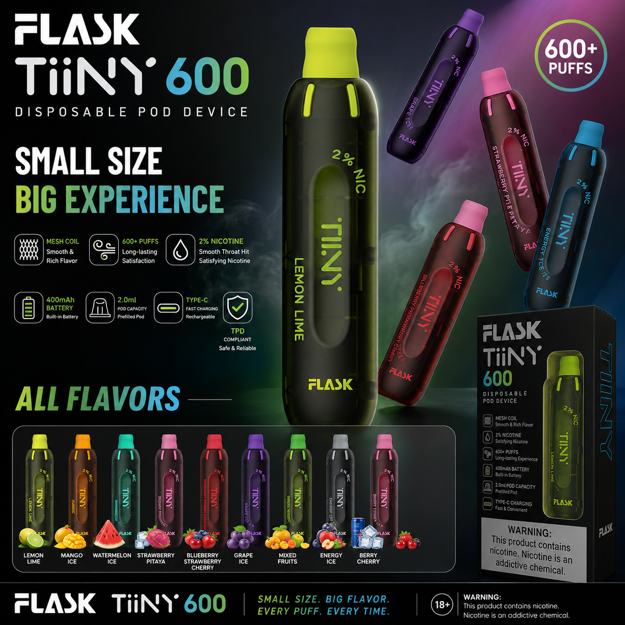 tiny full Flask Tiiny 600 Puffs Disposable
